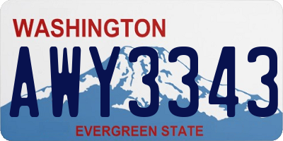 WA license plate AWY3343