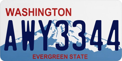 WA license plate AWY3344