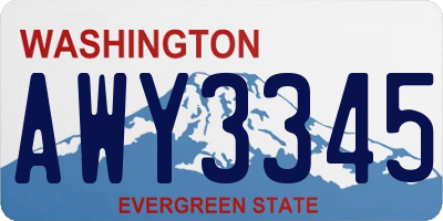 WA license plate AWY3345