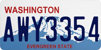 WA license plate AWY3354