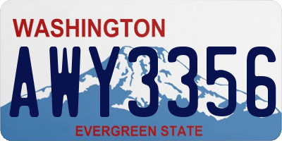WA license plate AWY3356