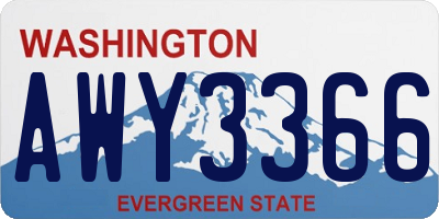 WA license plate AWY3366