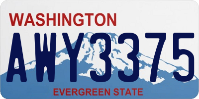 WA license plate AWY3375
