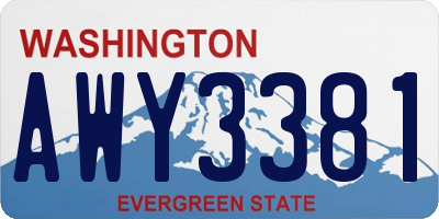 WA license plate AWY3381