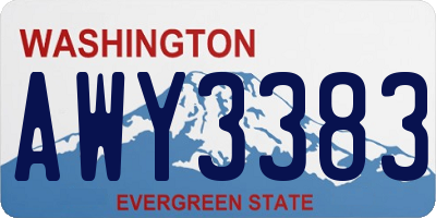WA license plate AWY3383
