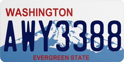 WA license plate AWY3388