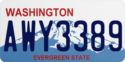 WA license plate AWY3389
