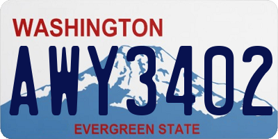 WA license plate AWY3402