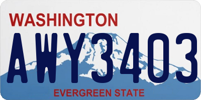 WA license plate AWY3403