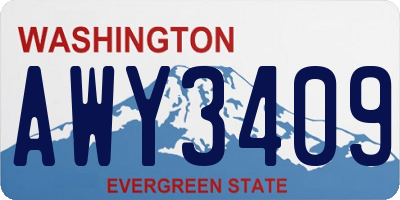 WA license plate AWY3409