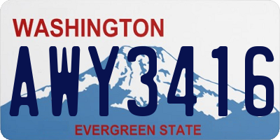 WA license plate AWY3416