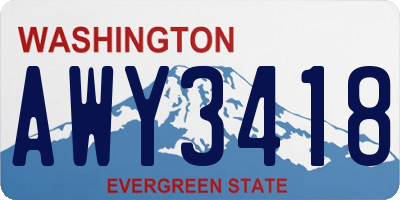 WA license plate AWY3418