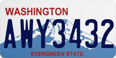 WA license plate AWY3432