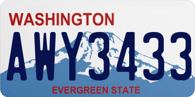 WA license plate AWY3433