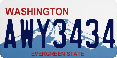 WA license plate AWY3434