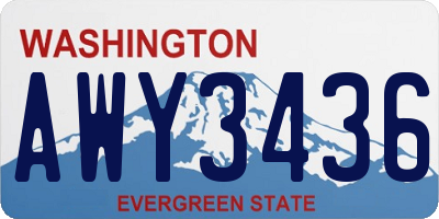 WA license plate AWY3436
