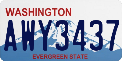 WA license plate AWY3437