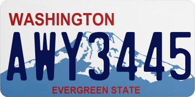WA license plate AWY3445