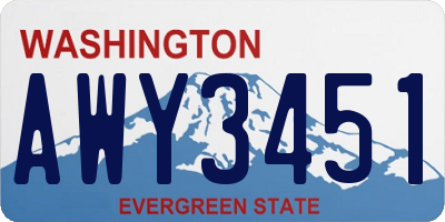 WA license plate AWY3451