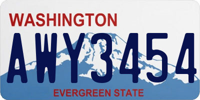 WA license plate AWY3454