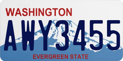 WA license plate AWY3455