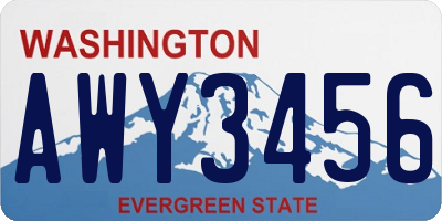 WA license plate AWY3456