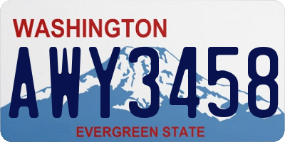WA license plate AWY3458