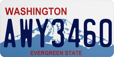 WA license plate AWY3460
