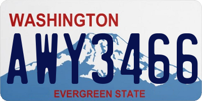 WA license plate AWY3466