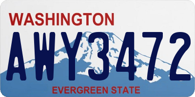 WA license plate AWY3472