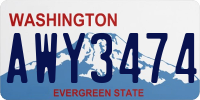 WA license plate AWY3474