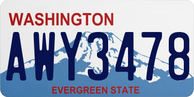 WA license plate AWY3478