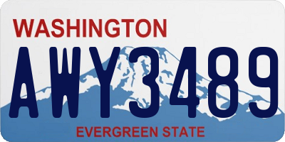 WA license plate AWY3489