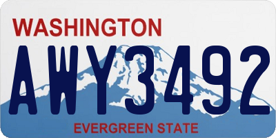 WA license plate AWY3492