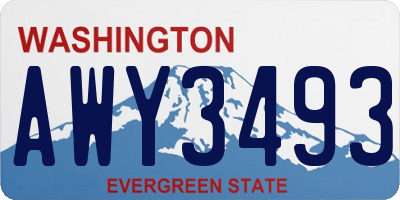 WA license plate AWY3493