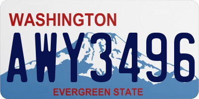 WA license plate AWY3496