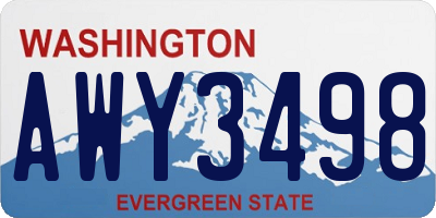 WA license plate AWY3498