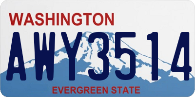 WA license plate AWY3514