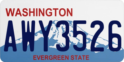 WA license plate AWY3526