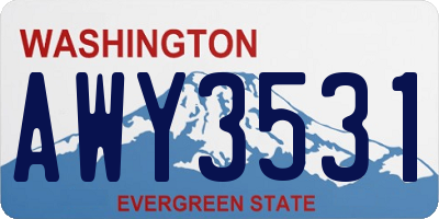 WA license plate AWY3531