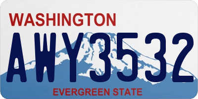 WA license plate AWY3532