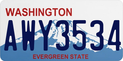 WA license plate AWY3534