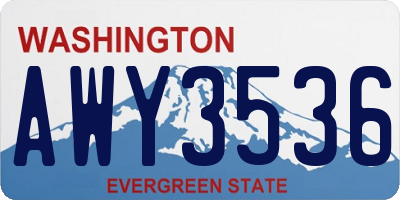 WA license plate AWY3536