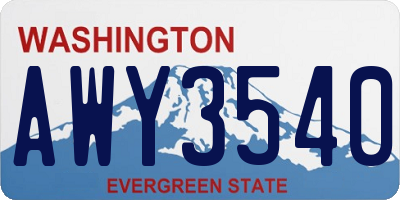 WA license plate AWY3540