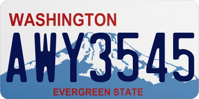 WA license plate AWY3545