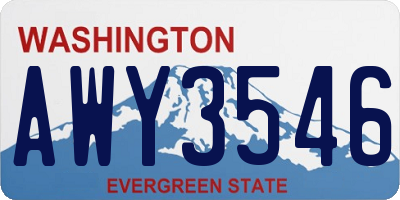 WA license plate AWY3546