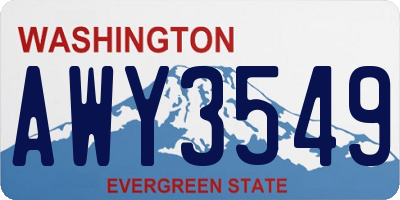 WA license plate AWY3549