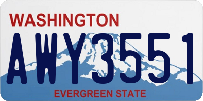 WA license plate AWY3551