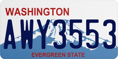 WA license plate AWY3553