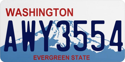 WA license plate AWY3554
